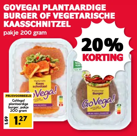 Aanbieding: Plantaardige burger of vegetarische kaasschnitzel