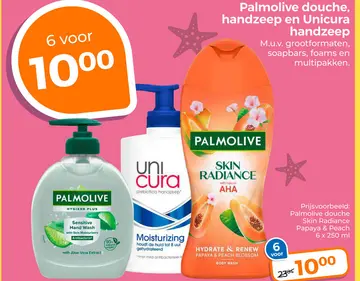 Aanbieding: Palmolive douche, handzeep en Unicura handzeep