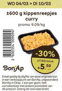 Promotie: Kippenreepjes curry