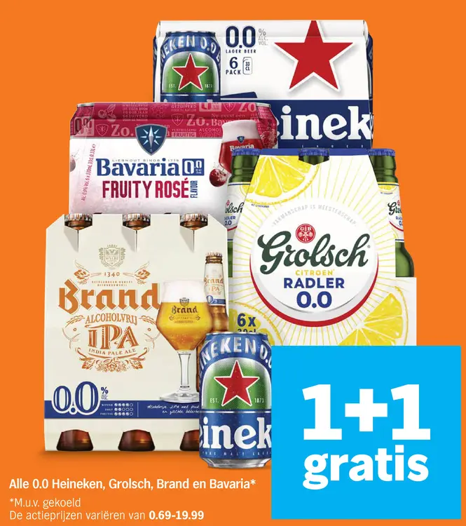 Aanbieding: 0.0 Heineken, Grolsch, Brand en Bavaria