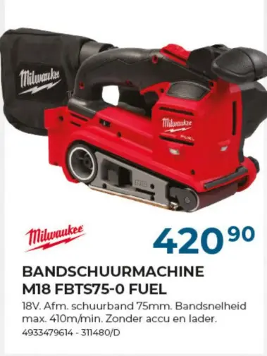 Promotie: Bandschuurmachine m18 fbts75-0 fuel