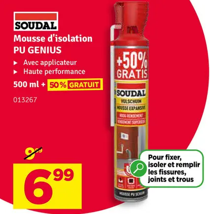 Offre: Mousse d'isolation PU GENIUS