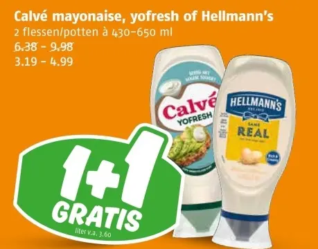 Aanbieding: Calvé mayonaise, yofresh of Hellmann's