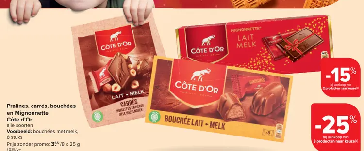 Promotie: Pralines, carrés, bouchées en Mignonnette