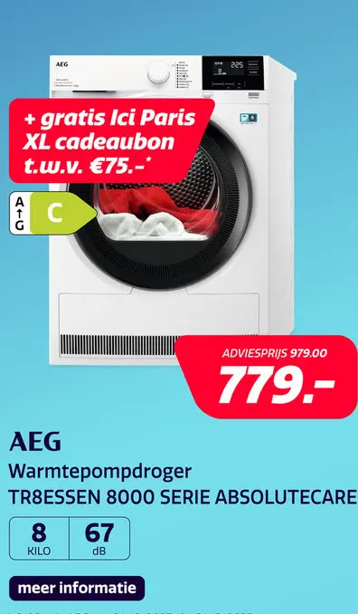 Aanbieding: Warmtepompdroger TR8ESSEN 8000 SERIE ABSOLUTECARE