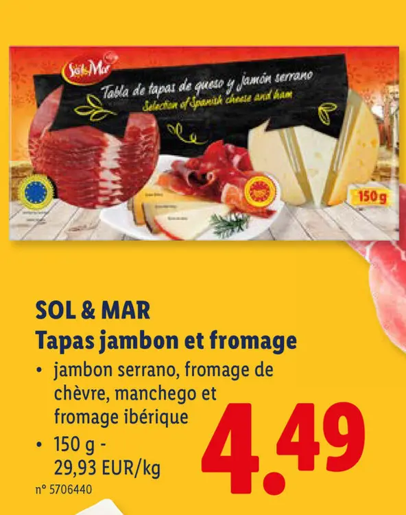 Offre: Tapas jambon et fromage