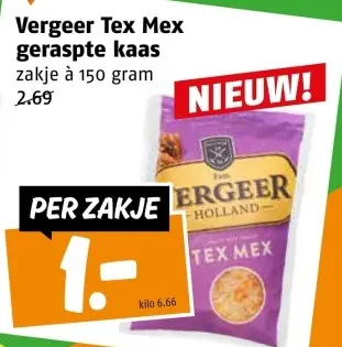 Aanbieding: Vergeer Tex Mex geraspte kaas
