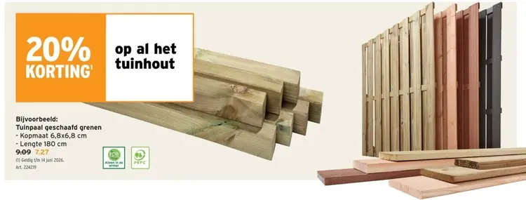 Promotie: Tuinpaal geschaafd grenen