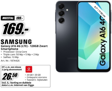 Aanbieding: Galaxy A16 4G (LTE) - 128GB Zwart Smartphone