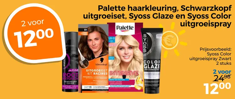 Aanbieding: Palette haarkleuring, Schwarzkopf uitgroeiset, Syoss Glaze en Syoss Color uitgroeispray