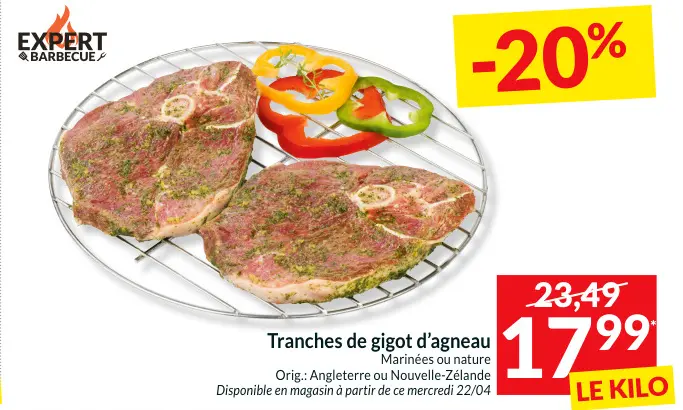 Offre: Tranches de gigot d'agneau