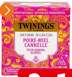 Promotie: TWININGS Ayurveda Pear-Honey-Cinna.