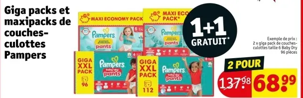 Offre: Giga packs et maxipacks de couches-culottes