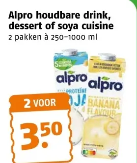 Aanbieding: Alpro houdbare drink, dessert of soya cuisine