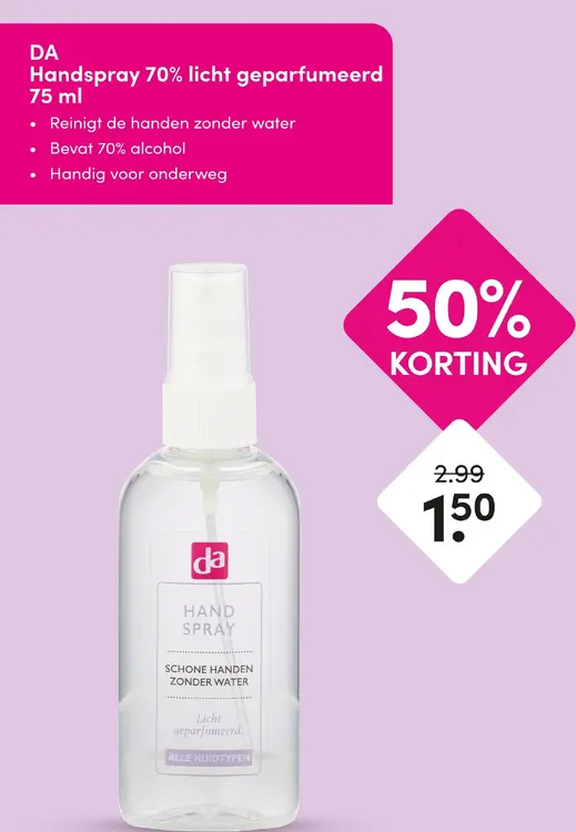 Aanbieding: Handspray 70% licht geparfumeerd