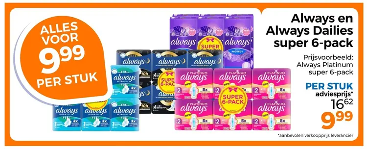 Aanbieding: Always en Always Dailies super 6-pack