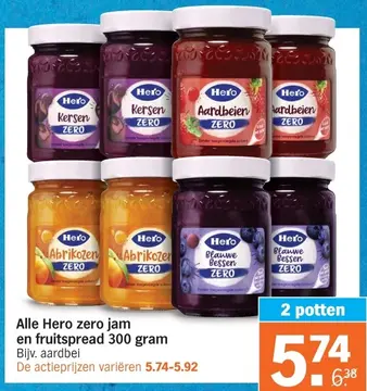 Aanbieding: Alle Hero zero jam en fruitspread