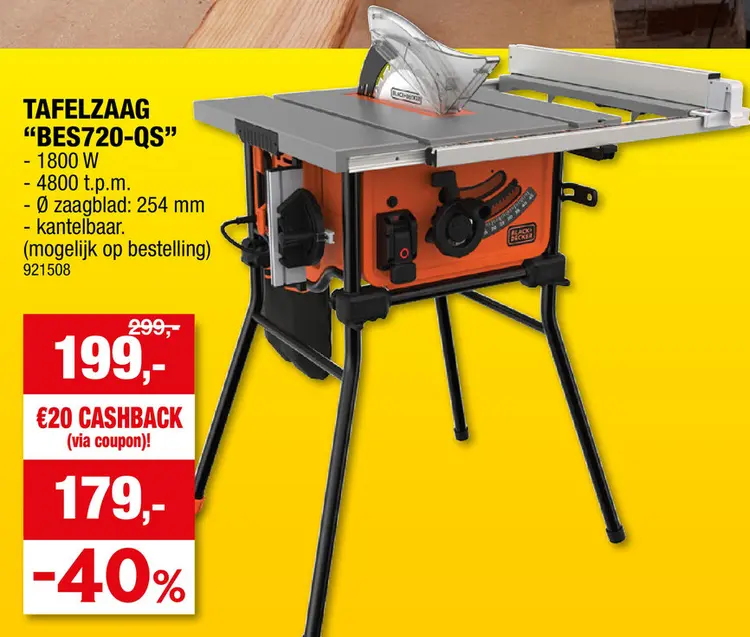Promotie: Black+Decker tafelzaag 1800W 250mm