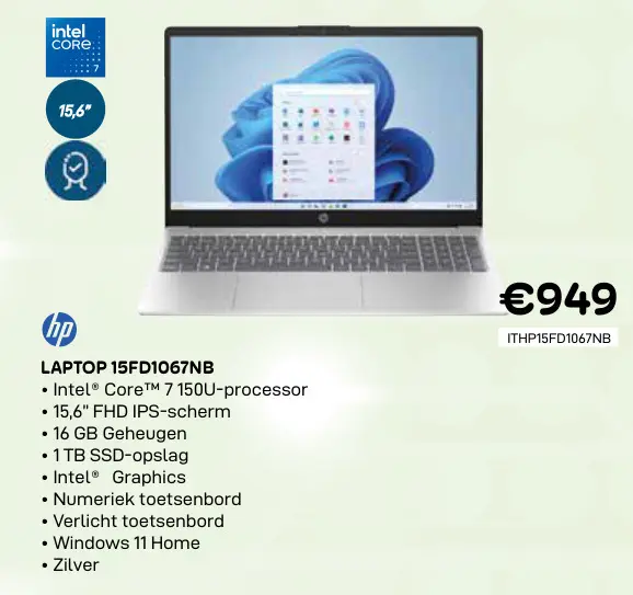 Promotie: Hp laptop 15fd1067nb
