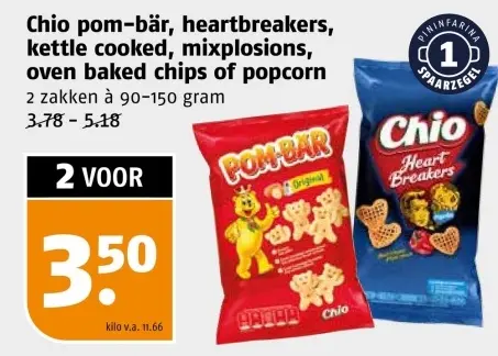 Aanbieding: pom-bär, heartbreakers, kettle cooked, mixplo