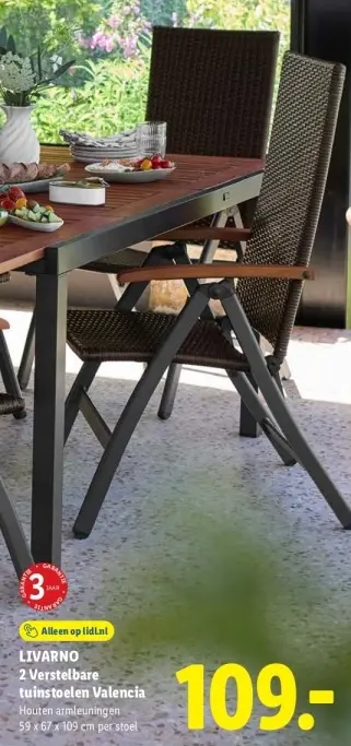 Aanbieding: 2 Verstelbare tuinstoelen Valencia