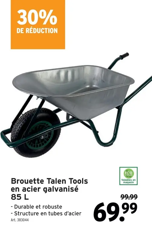 Offre: Brouette Talen Tools en acier galvanisé