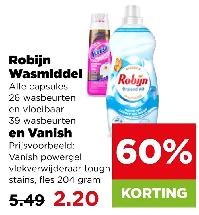 Aanbieding: Robijn Wasmiddel en Vanish