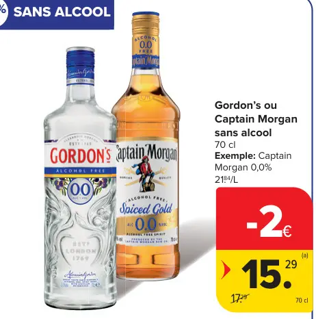 Offre: Gordon's ou Captain Morgan sans alcool