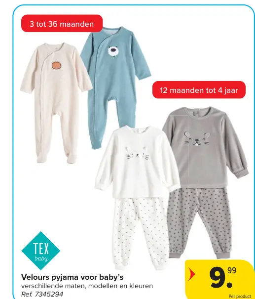 Promotie: Velours pyjama voor baby's