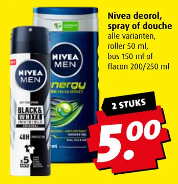 Aanbieding: Nivea deorol, spray of douche