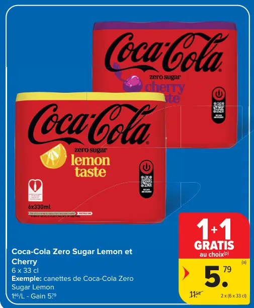Offre: Coca-Cola Zero Sugar Lemon et Cherry