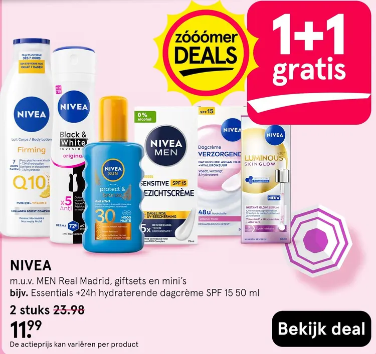 Aanbieding: NIVEA m.u.v. MEN Real Madrid, giftsets en mini's 