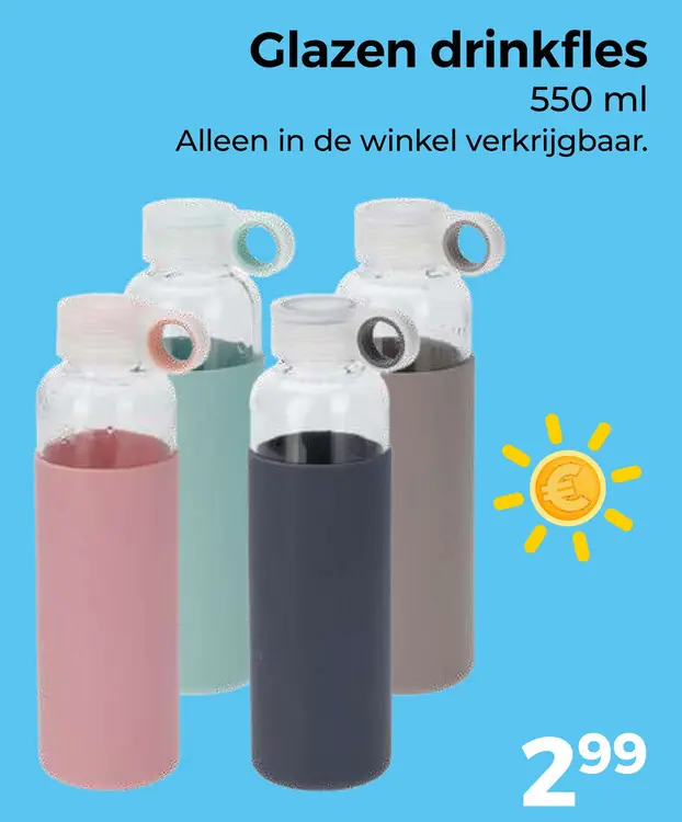 Aanbieding: Glazen drinkfles