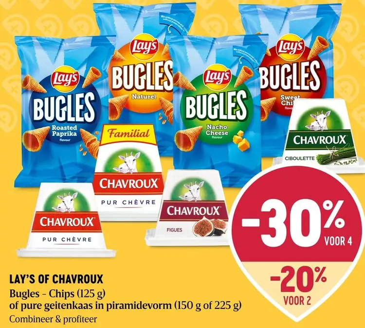 Promotie: Bugles - Chips of pure geitenkaas in piramidevorm