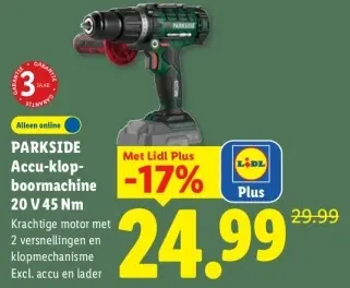 Aanbieding: Accu-klopboormachine 20 V 45 Nm
