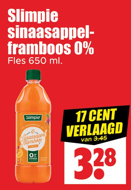Aanbieding: Slimpie Sinaasappel Framboos Siroop 0%