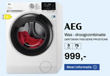 Aanbieding: AEG Was - droogcombinatie LWR739X64 7000 SERI