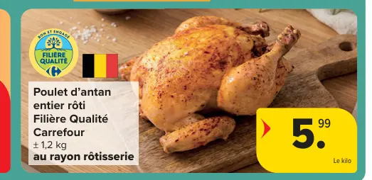 Offre: Poulet d'antan entier rôti