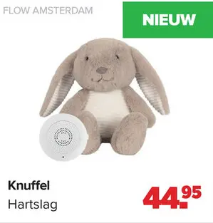 Aanbieding: Flow Amsterdam Knuffel - Milo - Brown - Oplaadbare Hartslagknuffel