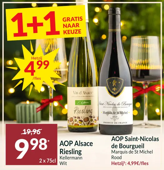 Promotie: AOP Alsace Riesling / AOP Saint-Nicolas de Bo