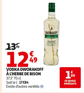 Offre: Vodka DWORAKOFF à l'herbe de bison