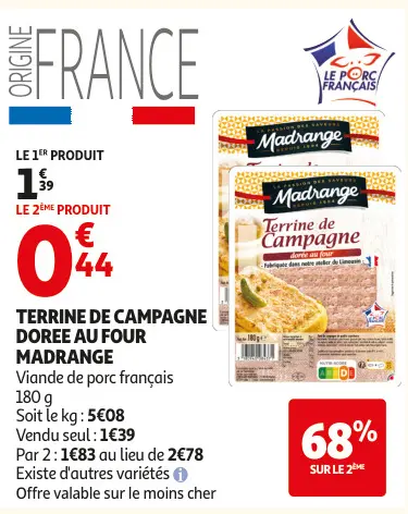 Offre: Terrine de campagne doree au four