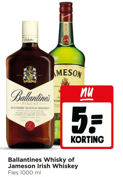 Aanbieding: Ballantines Whisky or Jameson Irish Whiskey