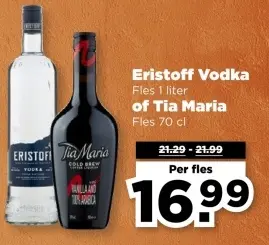 Aanbieding: Eristoff Vodka of Tia Maria