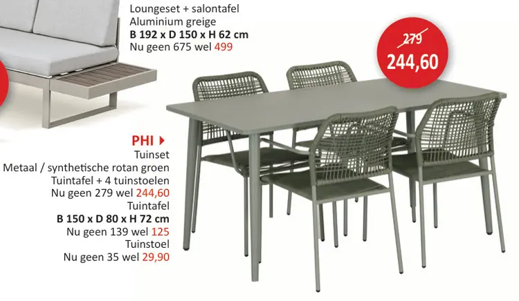 Promotie: Tafel met 4 stoelen