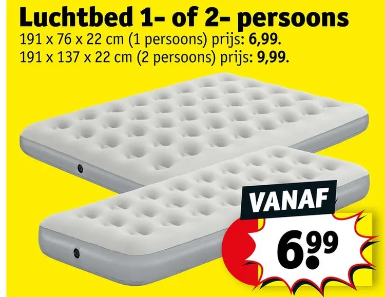 Promotie: Luchtbed 1- of 2-persoons