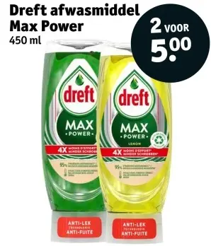Aanbieding: Dreft afwasmiddel Max Power