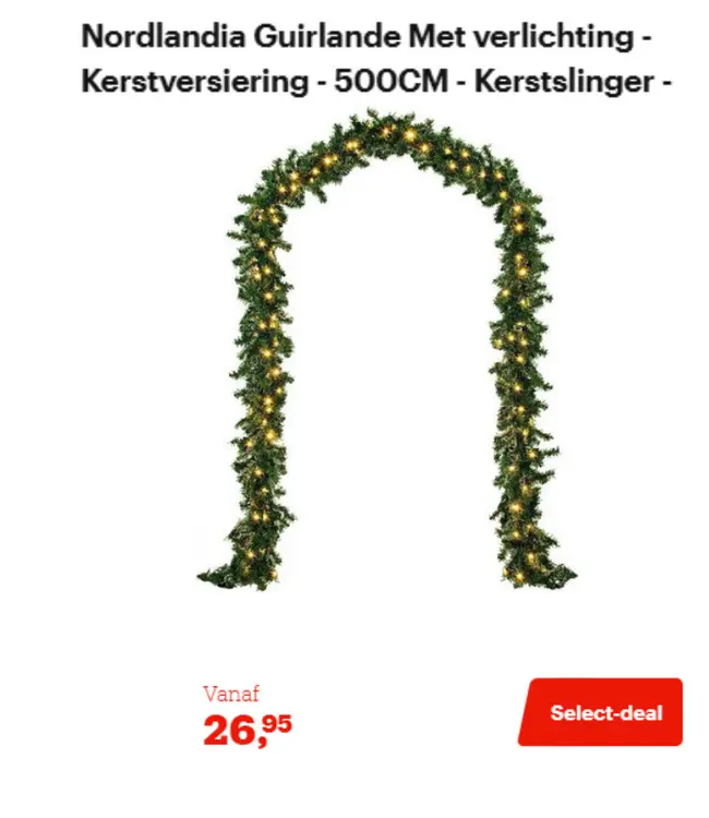 Promotie: Nordlandia Guirlande Met verlichting - Kerstversiering