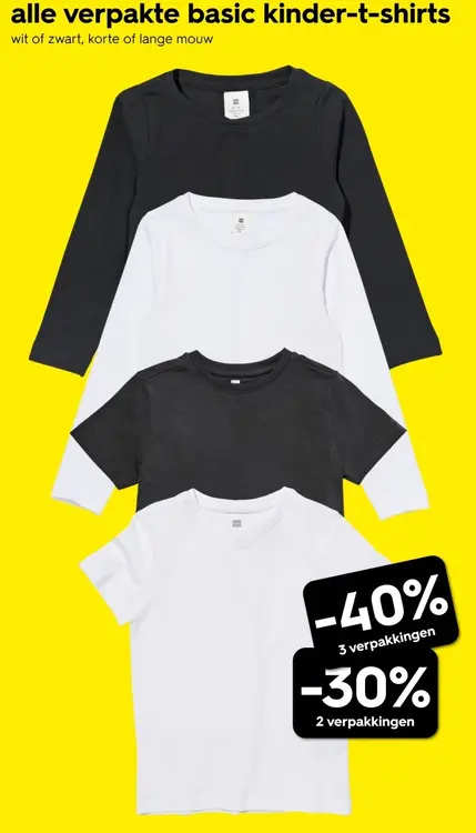 Aanbieding: Alle verpakte basic kinder-t-shirts