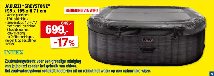 Promotie: Intex Greystone spa jacuzzi 6 personen
